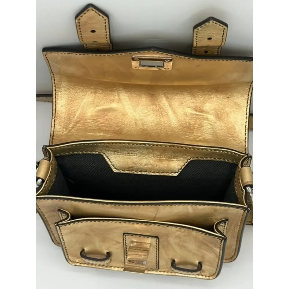 Proenza Schouler PS1 Micro Metallic Gold Crossbody Bag Satchel Authentic NWT